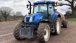 New Holland T6155 Slurry Tanking [upl. by Jaime]