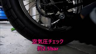 自転車の空気入れでタイヤ空気圧調整 Tire Air Pressure Adjustment SUZUKI Grasstracker BIGBOY グラストラッカー [upl. by Gadmon]