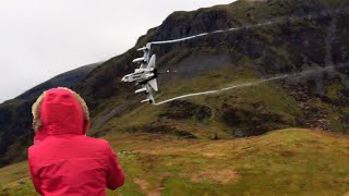 RAF Tornado 4Ship Low Level Mach Loop Flyby [upl. by Ailey]