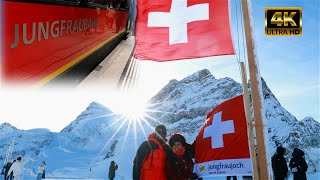 JUNGFRAUJOCH 4K Top Of Europe by Jungfrau Train  Switzerland [upl. by Noiwtna]