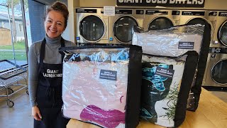 How to wash a comforter professionally🫧 dubuque iowa illinois laundromat eastmoline comforters [upl. by Columbus]