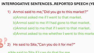 YesNo Questions Interrogative SentenceReported Speech In English GrammarPart 4 [upl. by Enirahtac345]