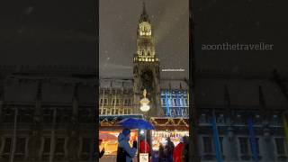 Snowfall at Munich’s Marienplatz Christmas Market munich [upl. by Colene]