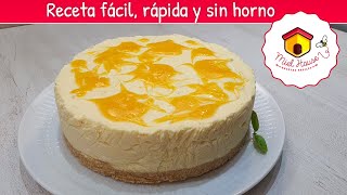 CHEESECAKE de duraznos SIN HORNO muy fácil y rápido [upl. by Melville]