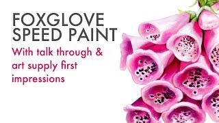 Painting Foxglove Flowers with Liquid Watercolor  PLUS First Impressions of New Art Supplies [upl. by Ecirtnahs]