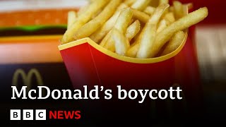 McDonalds CEO warns of hit from boycotts  BBC News [upl. by Nodyarb839]