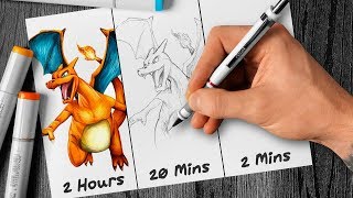 SPEED CHALLENGE Drawing CHARIZARD in 2 Hours 20 Min 2 Min [upl. by Valerlan285]