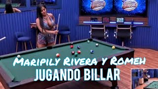 MARIPILY RIVERA Y ROMEH JUGANDO BILLAR HABLANDO VERDADES LA CASA DE LOS FAMOSOS 4 [upl. by Ordnasil]