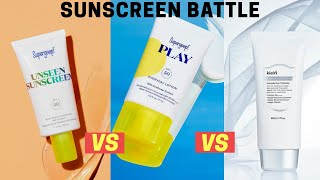 SUPERGOOP PLAY EVERYDAY LOTION SUNFLOWER EXTRACT VS UNSEEN SUNSCREEN amp KLAIRS SOFT AIRY UV ESSENCE [upl. by Renferd142]