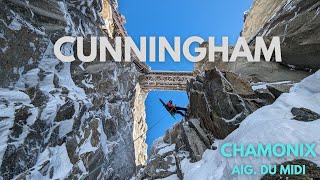 Skiing PASSERELLECUNNINGHAM Couloir  Aiguille du MIDI [upl. by Chainey]