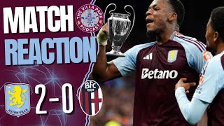 ASTON VILLA 20 BOLOGNA  MCGINN AND DURAN ON TARGET as Villa go top in CHAMPIONS LEAGUE [upl. by Ronyar]