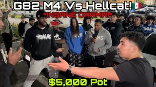 INSANE DRAMA G82 M4 Vs Hellcat 5000 Pot Dodge Hellcat BMW [upl. by Zsa Zsa]