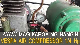 Vespa Air Compressor 14 horse power  Ayaw Magkarga ng hangin sa Tanke  Repair ng Air Compressor [upl. by Nasia585]