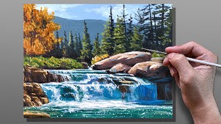 How to Paint Peaceful Stream Landscape  Acrylic Painting  Correa Art [upl. by Ashling81]