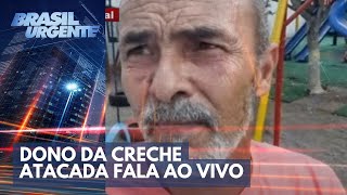 Brasil Urgente entrevista dono da creche atacada em Blumenau [upl. by Ilatan]