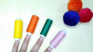 How to make pom pom super easy pom pom making with sewing thread [upl. by Eelyahs]