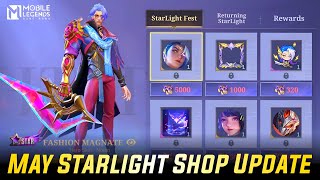 MAY STARLIGHT SKIN 2024  STARLIGHT SHOP UPDATE 2024 MOBILE LEGENDS [upl. by Noimad]