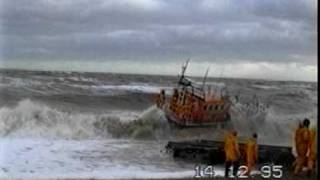 RNLI lifeboat launch in rough sea [upl. by Amal54]