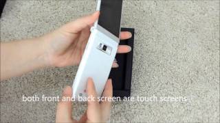 Japan Freetel Musashi FTJ161A  Android 50 Dual Touch Screen Flip Phone unboxing [upl. by Annairdua526]