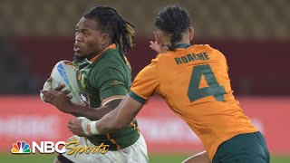 Highlights South Africa roars past Australia in Rugby Sevens Series Seville final  NBC Sports [upl. by Akirdna817]