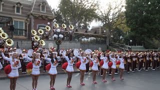 Disneyland Spirit of Troy the USC Trojan Marching Band Rose Bowl Pep Rally in Town Square clips [upl. by Aroved]