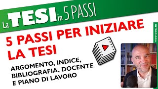 5 PASSI PER INIZIARE la Tesi di Laurea dallargomento alla pianificazione [upl. by Pattie]