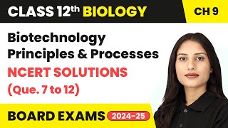 Biotechnology Principles amp Processes  NCERT Solutions Que 7 to 12  Class 12 Biology Ch 9  CBSE [upl. by Jarvey]