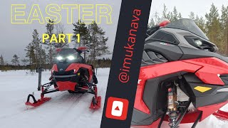 Easter 2024 Part 1  Snowmobile ride on trail  Kelkkailua reiteillä pääsiäisenä  Lynx Rave RE [upl. by Catherin]