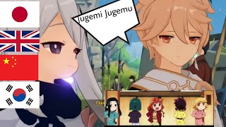 Aether quotAbout Jugemuquot In Various Language  Genshin Impact [upl. by Aruon567]