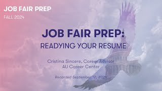 Fall 2024 Job Fair Prep Readying Your Resume [upl. by Geer]