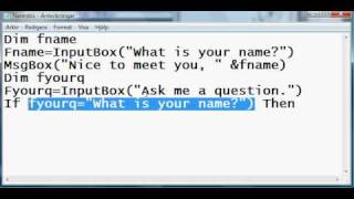 Visual basic Script tutorial  A chatbot that you can ask questions yourself [upl. by Allemat923]