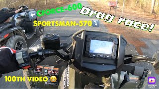 Polaris sportsman570 VS CfMoto Cforce600 drag race 100th video [upl. by Noll]