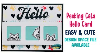 Super Cute Peeking Cats Card Cricut Draw Then Cut Assembly Video [upl. by Leiva134]