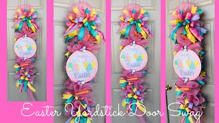 EASTER 🐇 YARDSTICK DOOR SWAG CENTERPIECE GARLAND WREATH DIY 🐇SPRING HOME DECOR CRAFTS 🌼 [upl. by Alletneuq]