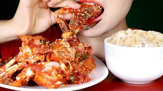 ASMR Crabs are in Season Spicy Marinated Raw Crabs  Crunchy Eating Sounds Mukbang [upl. by Marysa]