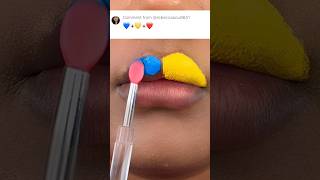 Guess the lipstick color for Blue  Yellow  Red   💛💙❤️ colormixing [upl. by Neomah]