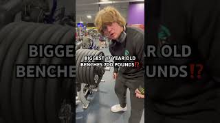 BIGGEST 17 YEAR OLD BENCHES 700 POUNDS⁉️ gym benchpress gymbro weightlifting gymshorts shorts [upl. by Rdnaskela277]