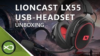 Unboxing Lioncast LX55 USB Gaming Headset mit Beleuchtung [upl. by Hpesoy]