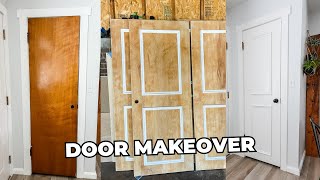 Flat Panel Door Makeover  Upgrade Ugly Hollow Core Doors [upl. by Vinson]