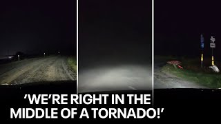 Texas tornado Driver caught in storm in Valley View Texas [upl. by Alia]