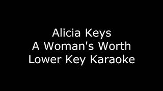 Alicia Keys  A Womans Worth Karaoke  Lower Key [upl. by Hairabez]