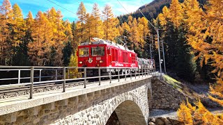 ★ 4K 🇨🇭 Pontresina  Alp Grüm  Pontresina cab ride in a Gem 44 54 year old hybrid loco 102021 [upl. by Anod705]