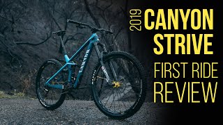 2019 Canyon Strive First Ride Review [upl. by Nnylsoj687]