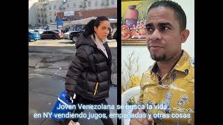 JOVEN VENEZOLANA SE BUSCA LA VIDA EN NEW YORK VENDIENDO JUGO AREPITAS CAFE Y OTRAS COSAS MAS [upl. by Tait]