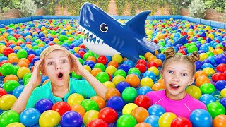 Kids found a shark in swimming pool with balloons [upl. by Latsryk]