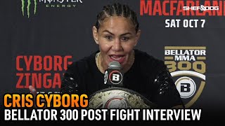 Cris Cyborg  Bellator 300 Post Fight interview [upl. by Enohpets]