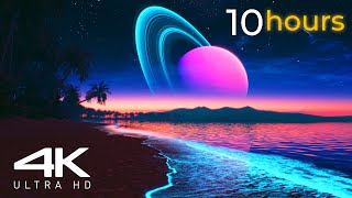 10 Hours Loop  Bioluminescent Beach Screensaver Live Wallpaper  4K Ultra HD [upl. by Evie]