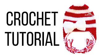 Crochet Candy Cane Hat and Bow Tutorial [upl. by Adamsun796]