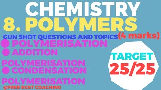 L45 Polymers addition polymerisationcondensation polymerisation ecet chemistryfreeecetcoaching [upl. by Nylareg]