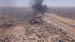 Aerial images of battlescarred Khartoum  AFP [upl. by Cecelia]